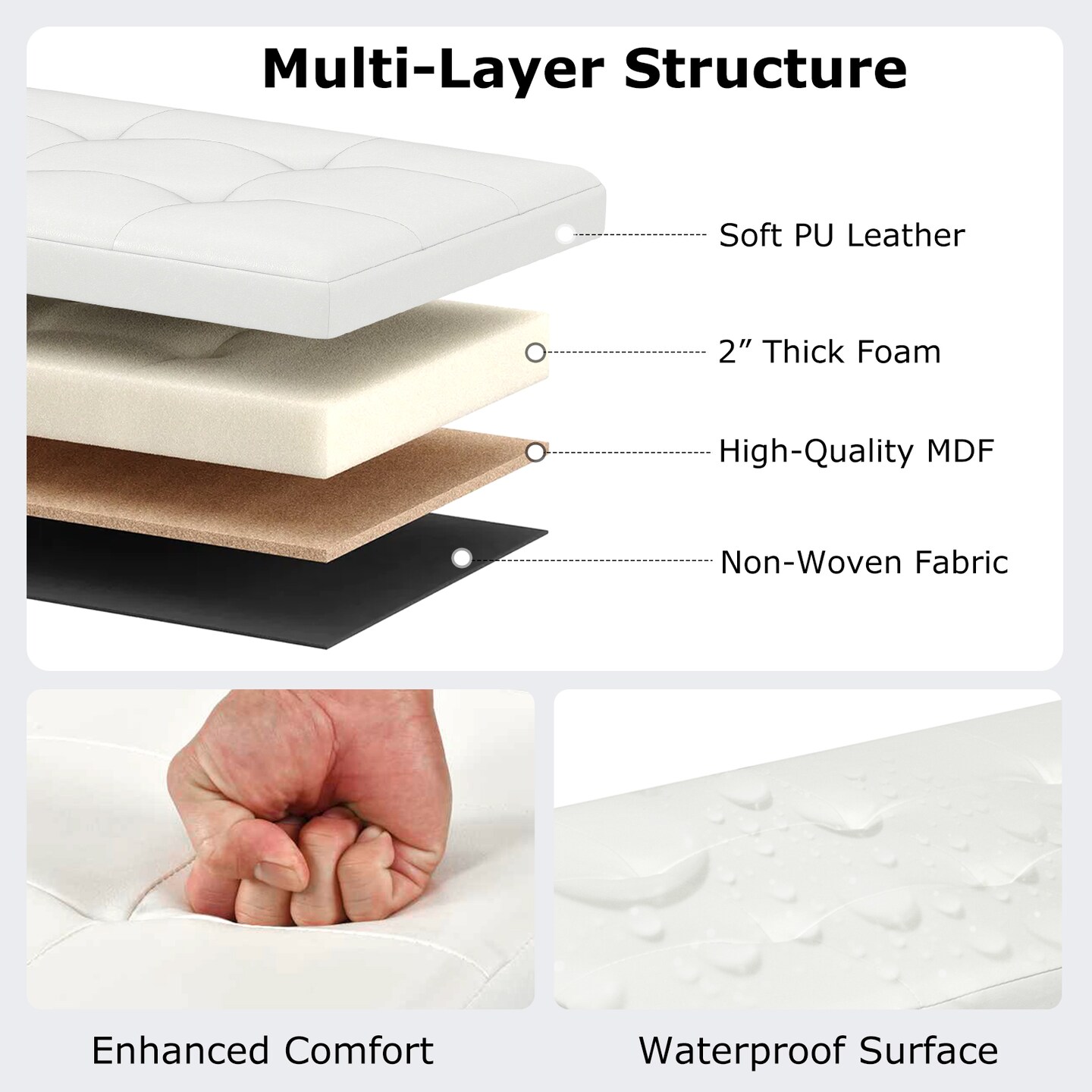 43-Inch PU Leather Foldable Storage Ottoman Bench with 38 Gallon Capacity and Removable Divider