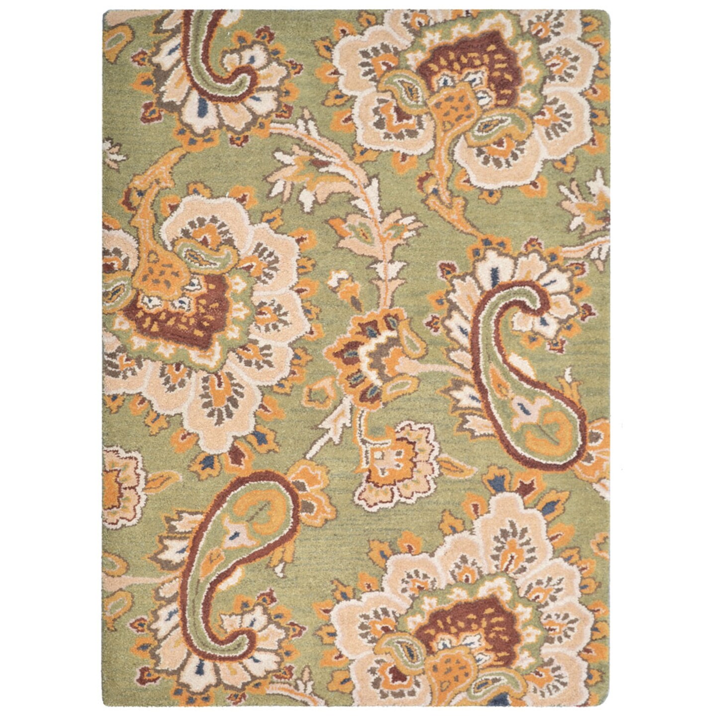 Edge Collections - 8' x 11' - Green - Floral Hand-Tufted Wool Area Rug - 1 Piece