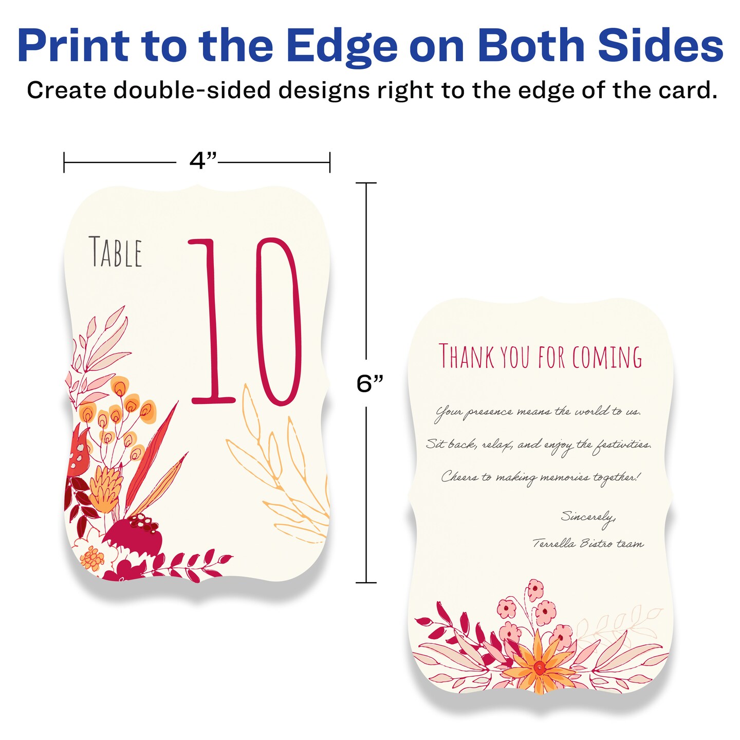 Avery 4" x 6" Rectangle Flourished Edge, Matte Ivory Postcards