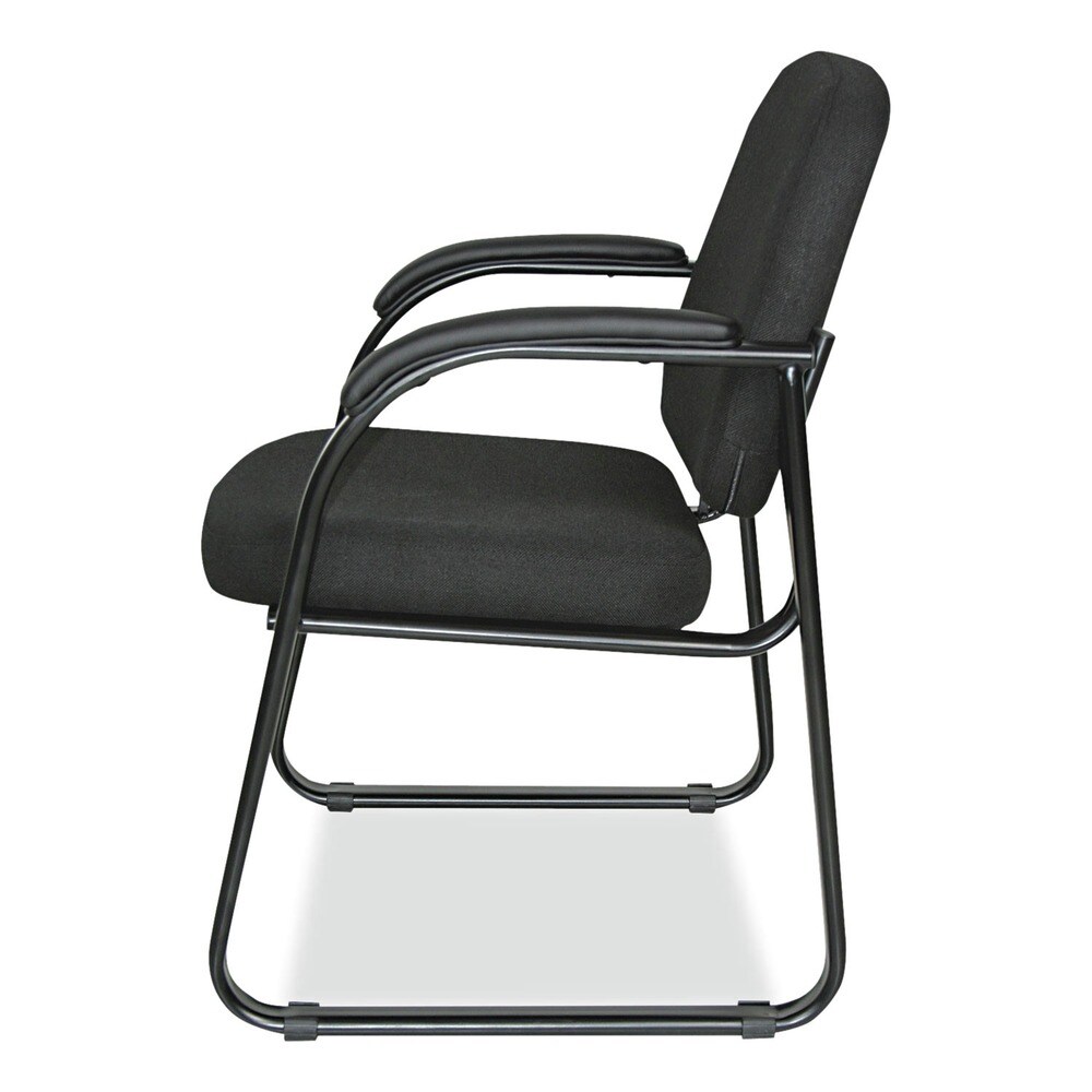 Alera Genaro Series 25 in. x 24.80 in. x 33.66 in. Fabric Half-Back Sled Base Guest Chair - Black