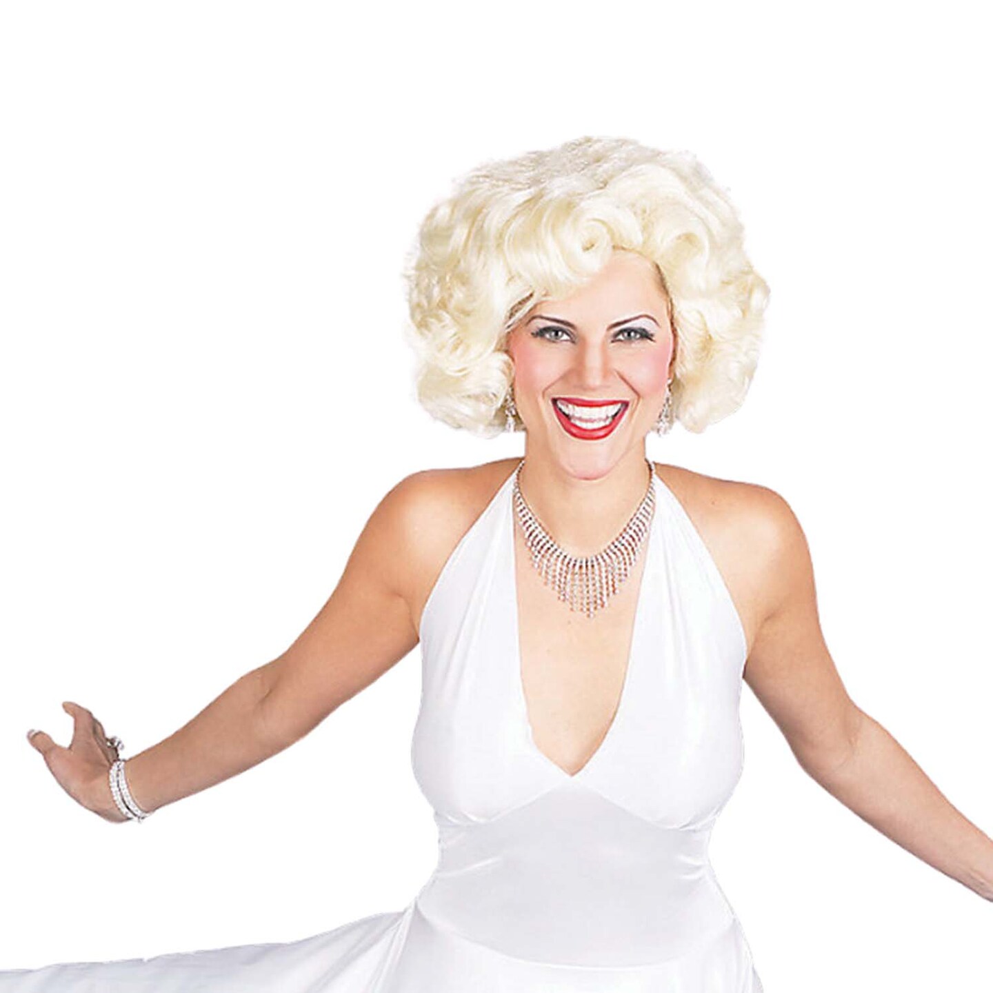 Screen Goddess Costume Women Large White Lycra Flared Skirt Dress