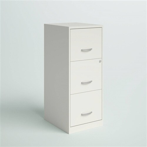 White 3-Drawer Steel Vertical Filing Cabinet with Locking Drawers for Secure Document Storage