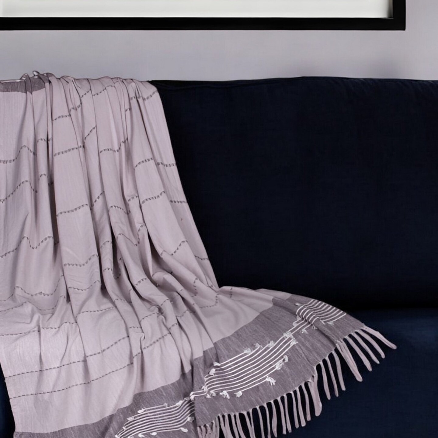 Edge Collections - 50" x 60" - light purpal - Cozy Striped Throw Blanket for Stylish Decor - 1 Piece