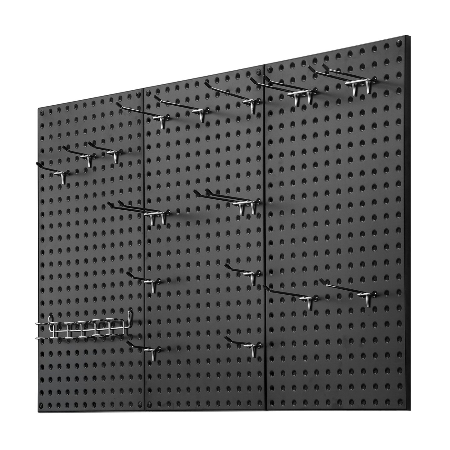Black Metal Pegboard Panels with Volcanic Holes, 132 lbs Load