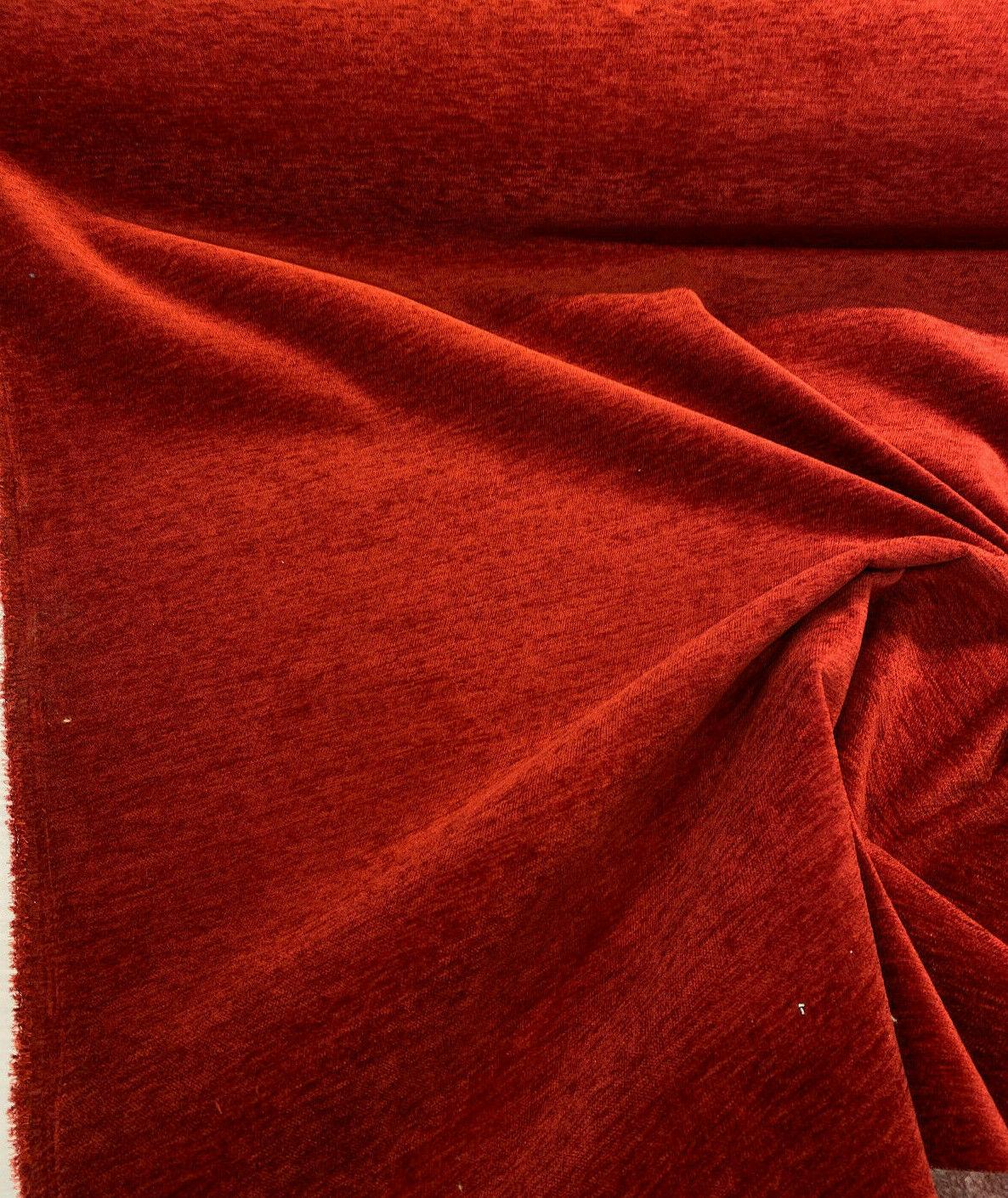 1 Yard Barcelona Red Cinnabar Soft Chenille Upholstery Fabric 100% Polyester for Sofa Chair Cushion Decor 56 Inches Wide