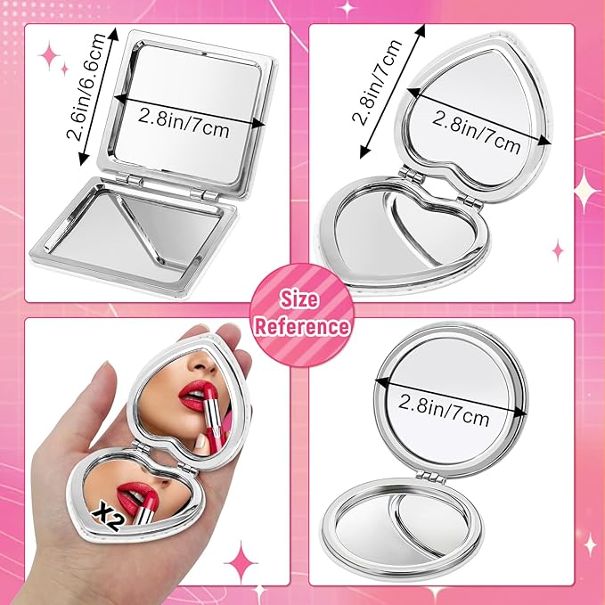 Diamond Painting Compact Mirror Crystal Makeup Mirror DIY Diamond Art Mirror Pocket Mirror Portable 4 Pcs Christmas Birthday Gifts for Women Girls(Animal)