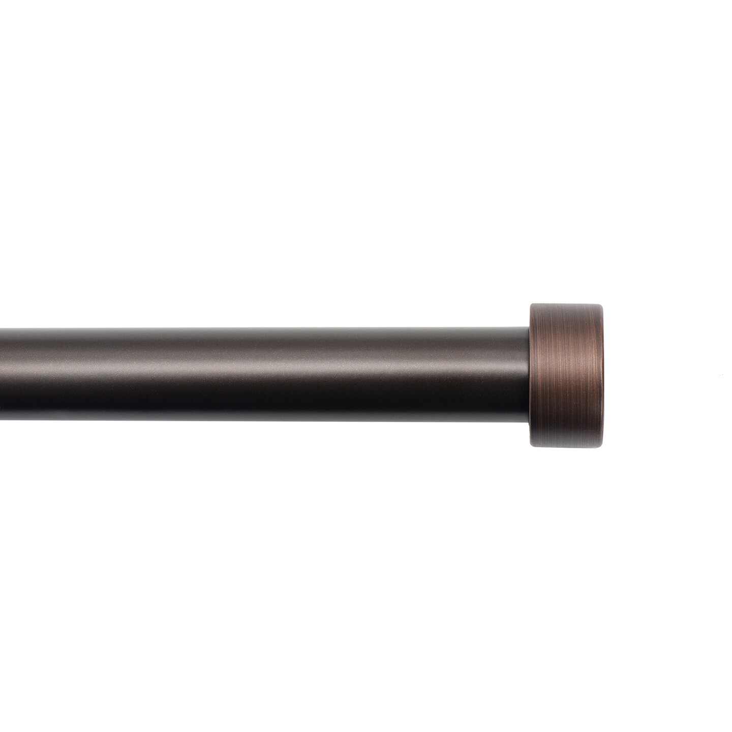 Threadmade Home Serena Single Curtain Rod with Contemporary Cap Finial, Antique Bronze - 28"W x 48"L