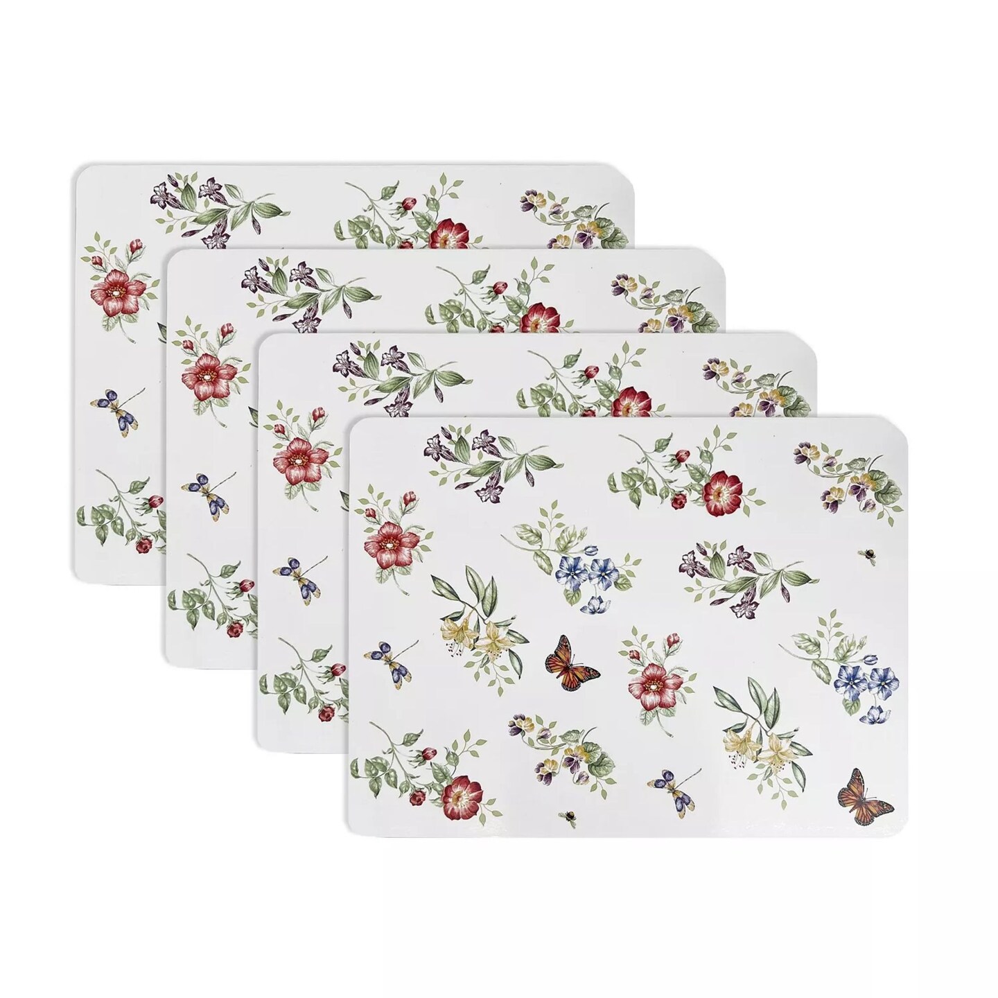 Lenox Butterfly Meadow Cork Placemats, Set of 4, Multicolor - 12"W x 16"L