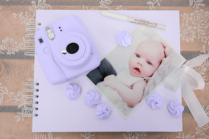 Scrapbook Album - 12x10 Purple Memory Book with 80 Pages of 250gsm Thick Paper, Hardcover Photo Album & Wedding Guest Book with Ribbon Tie & Gift Box