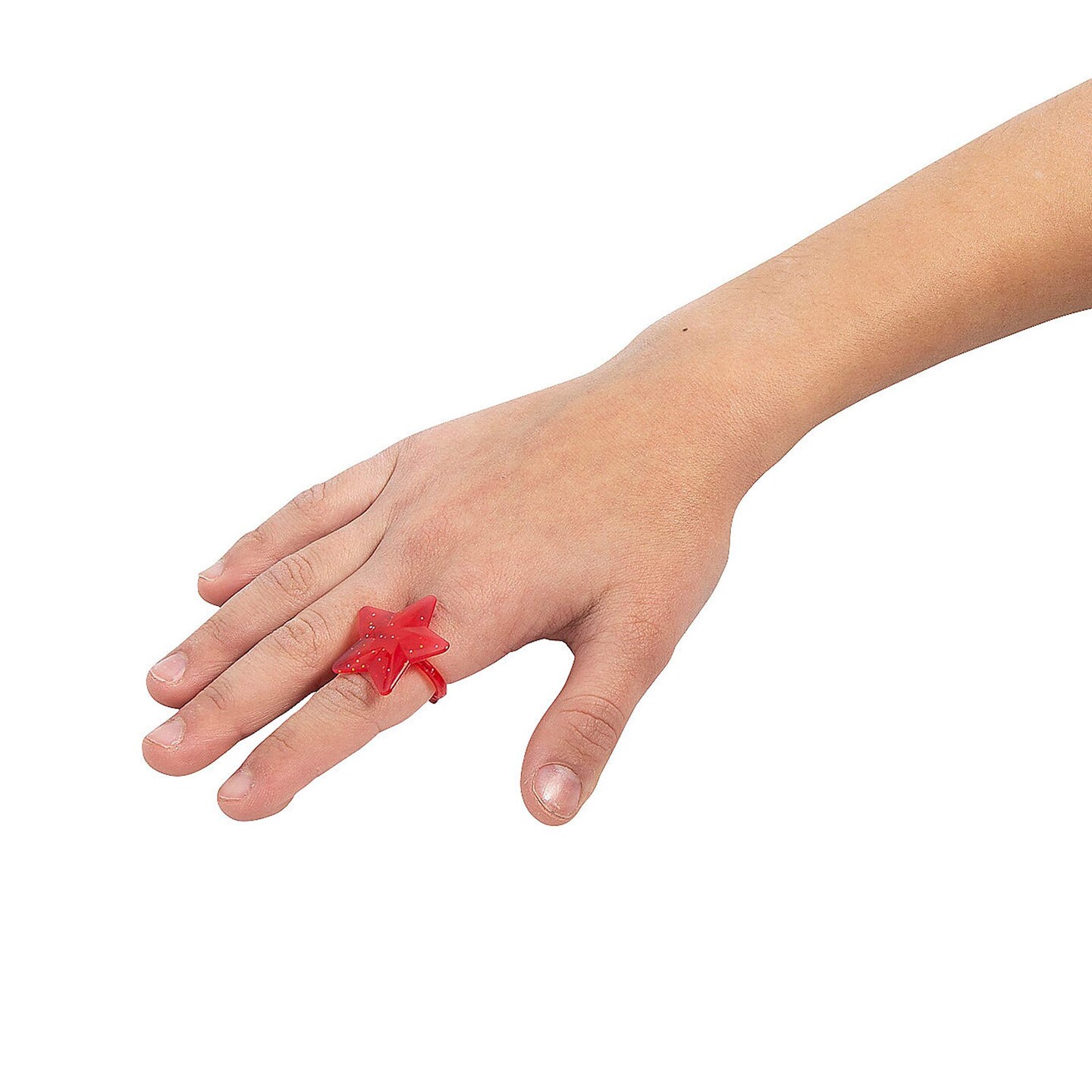 4th of July Patriotic Star-Shaped Glitter Rings 24 Pieces