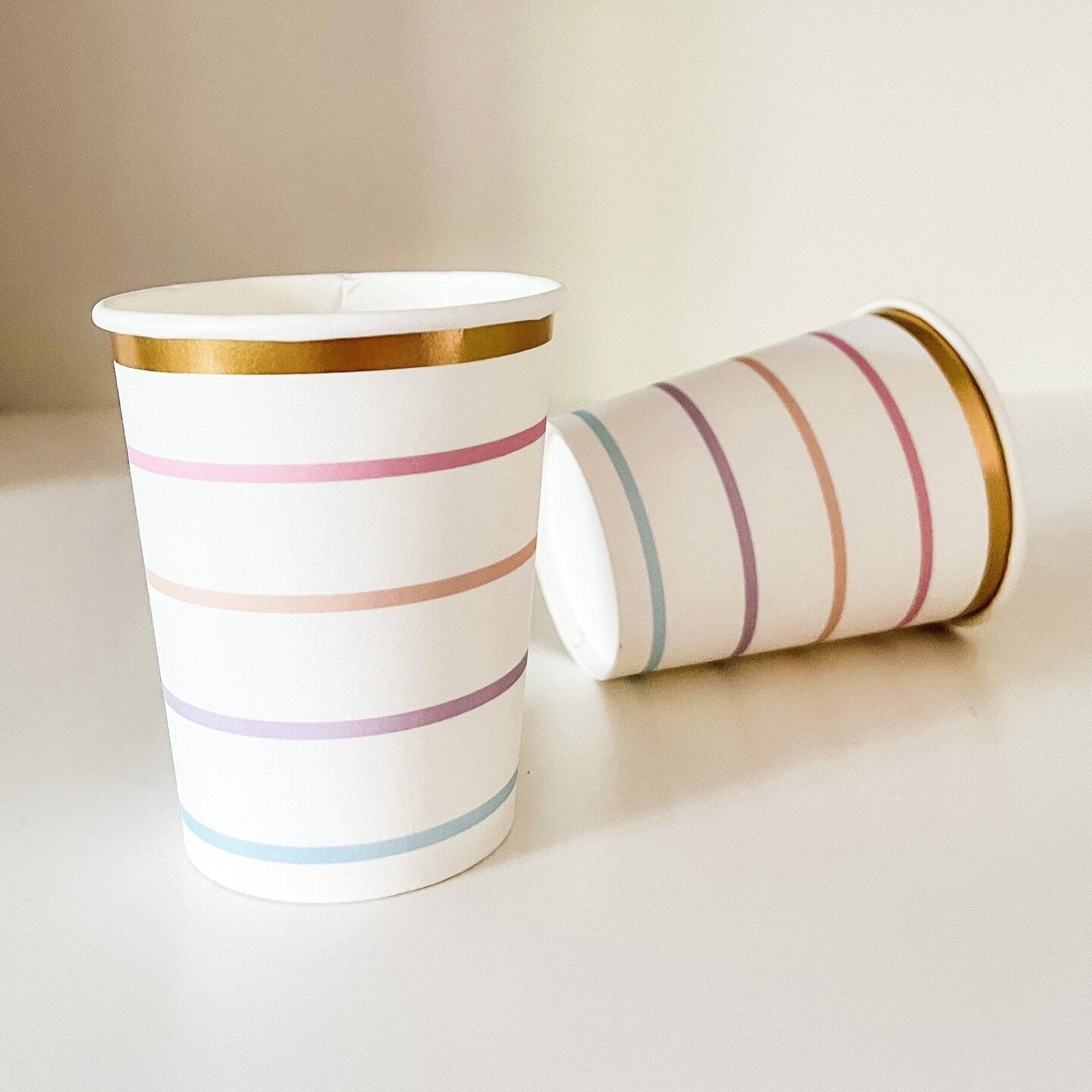 Pastel Striped Cups (8pcs)