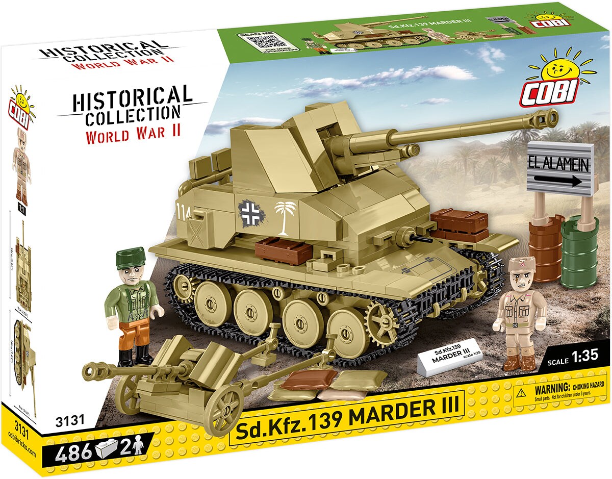 COBI Historical Collection WWII Sd.Kfz. 139 Marder III Tank Destroyer Building Set, 486 Pieces