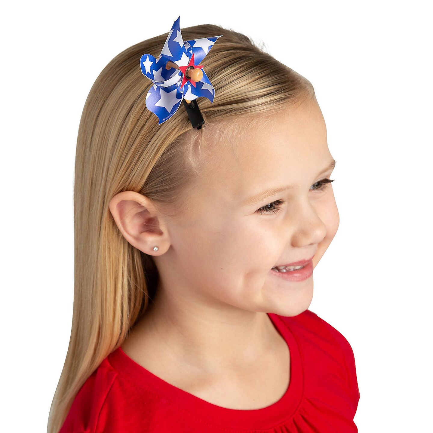4th of July Patriotic Red White &#x26; Blue Pinwheel Hair Clips 12 Pieces
