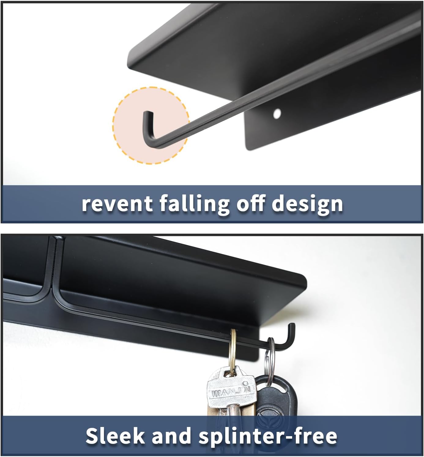 Wall Mount Key Holder &#x26; Hat Rack - Metal Organizer for Baseball Caps, Keys &#x26; Hangers - Hat Hooks for Wall