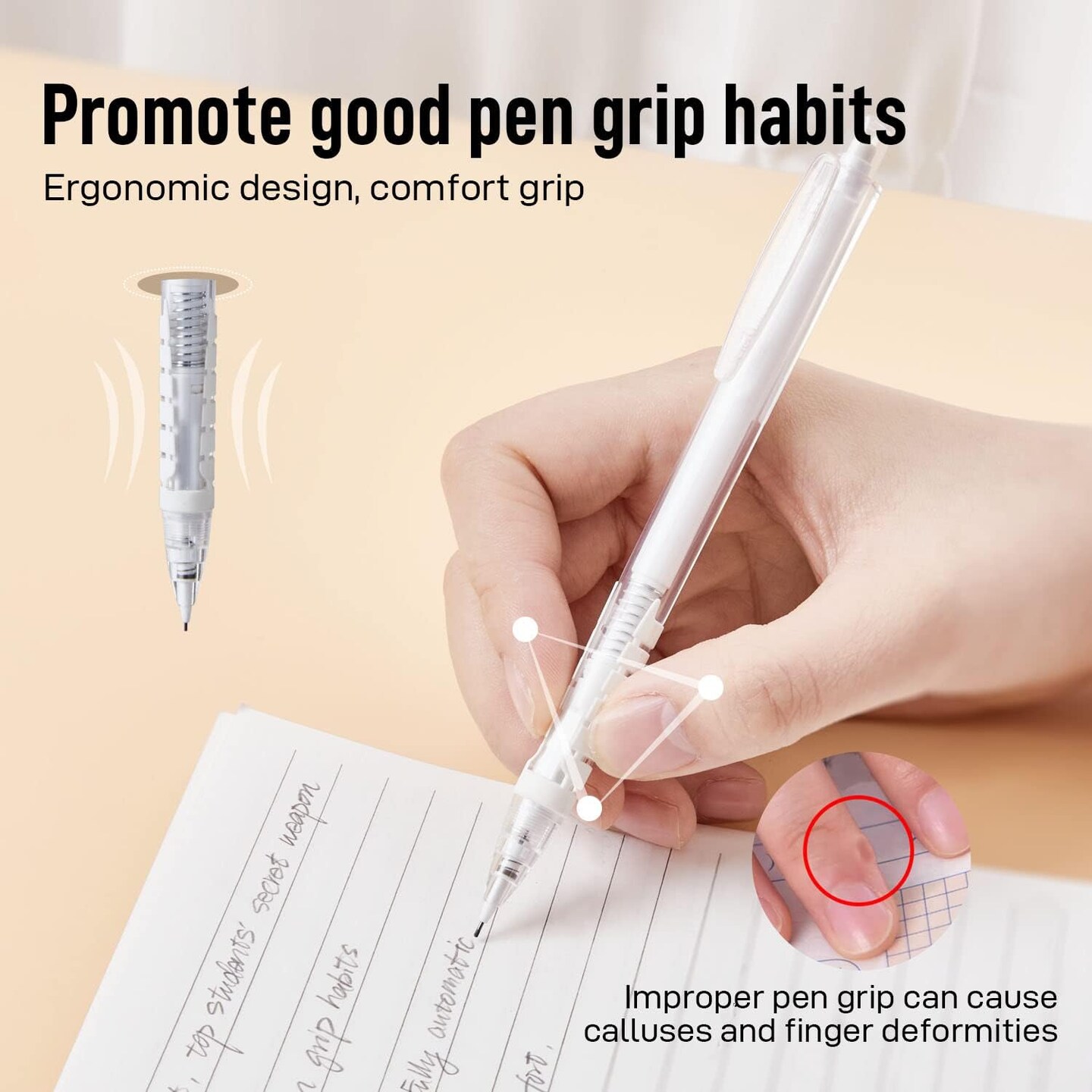 Mechanical Pencils Set, Automatic Lead Advances, 4 Pcs Mechanical Pencils 0.5mm & 0.7mm, 100 Pcs 0.5mm and 100 Pcs 0.7mm Pencil Leads, 4 Erasers and 6 Eraser Refills, School Office