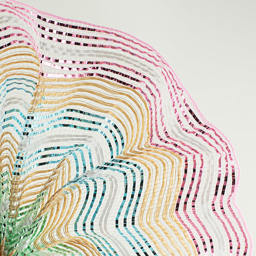 10&#x22;  Metallic Easter Stripes Burlap Mesh
