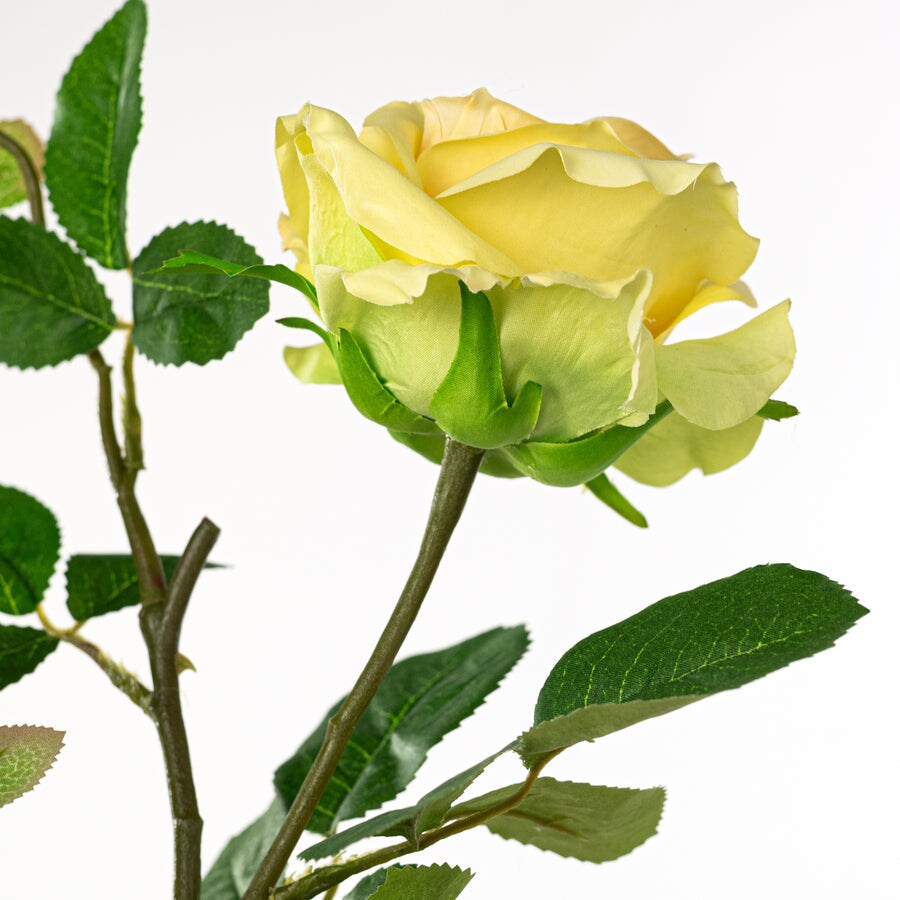 30&#x22; Yellow Rose Spray &#x2013; Realistic Faux Floral Stem