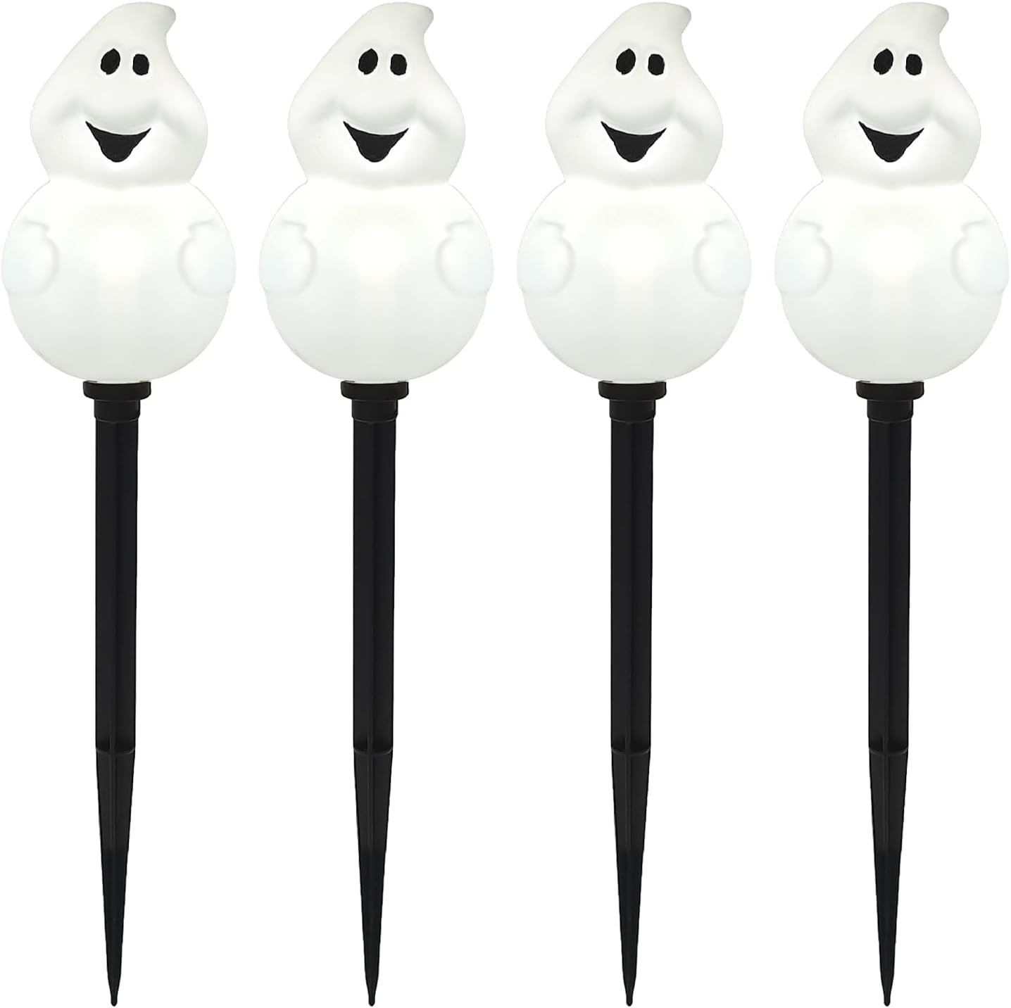 Set of 4 Halloween Ghost Pathway Markers Lights - 14.2 Inch