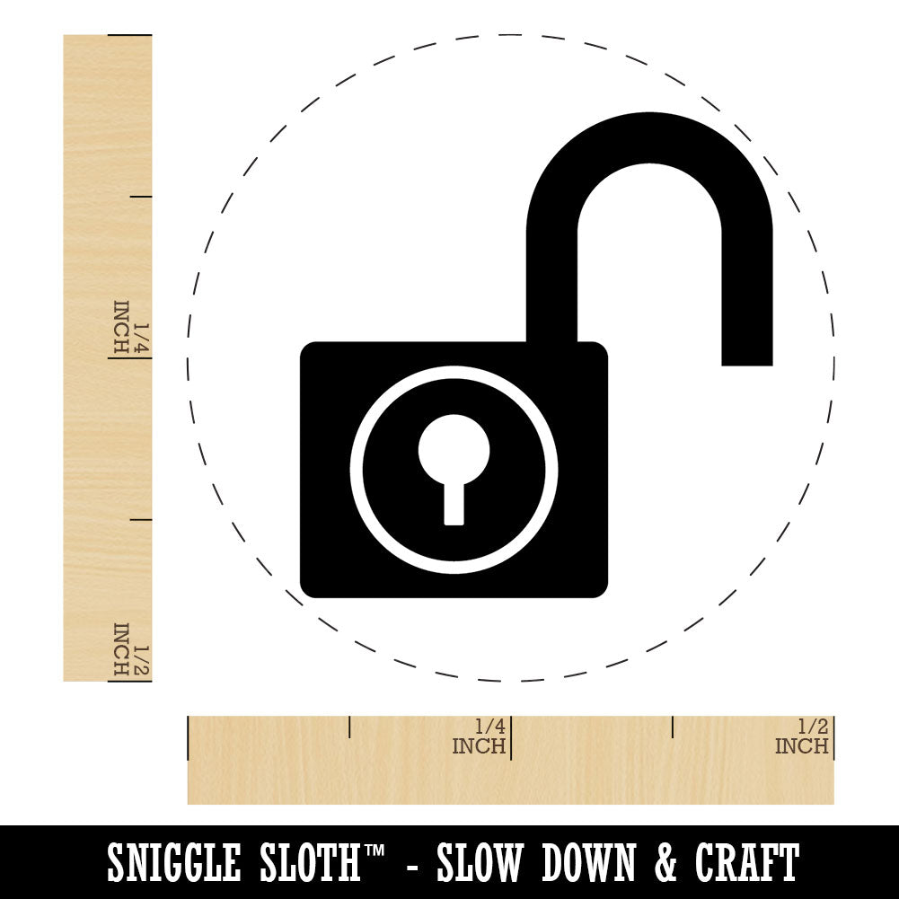 Padlock Unlocked Keyhole Security Symbol Self-Inking Rubber Stamp Crafting