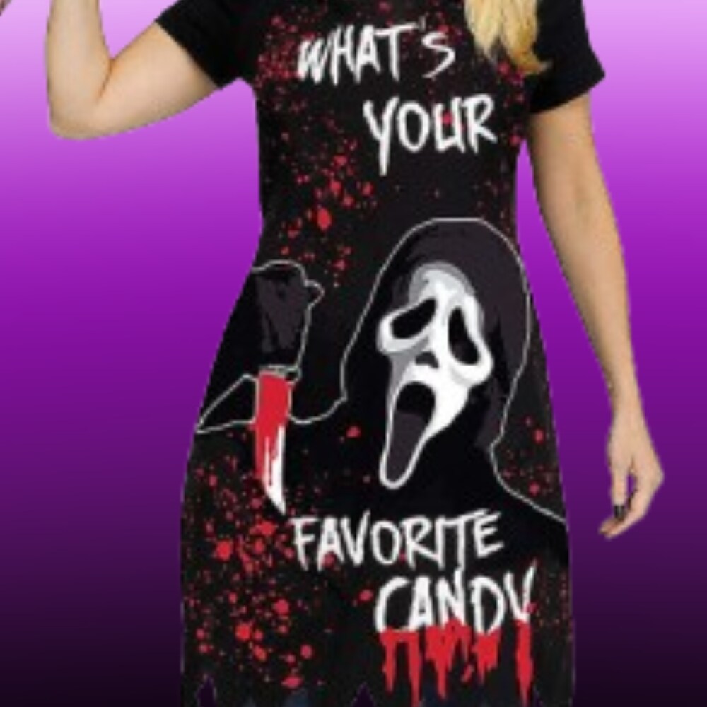 Adult Scream Ghostface Horror Apron Costume Accessory Halloween Scary Printed Kitchen Prop One Size