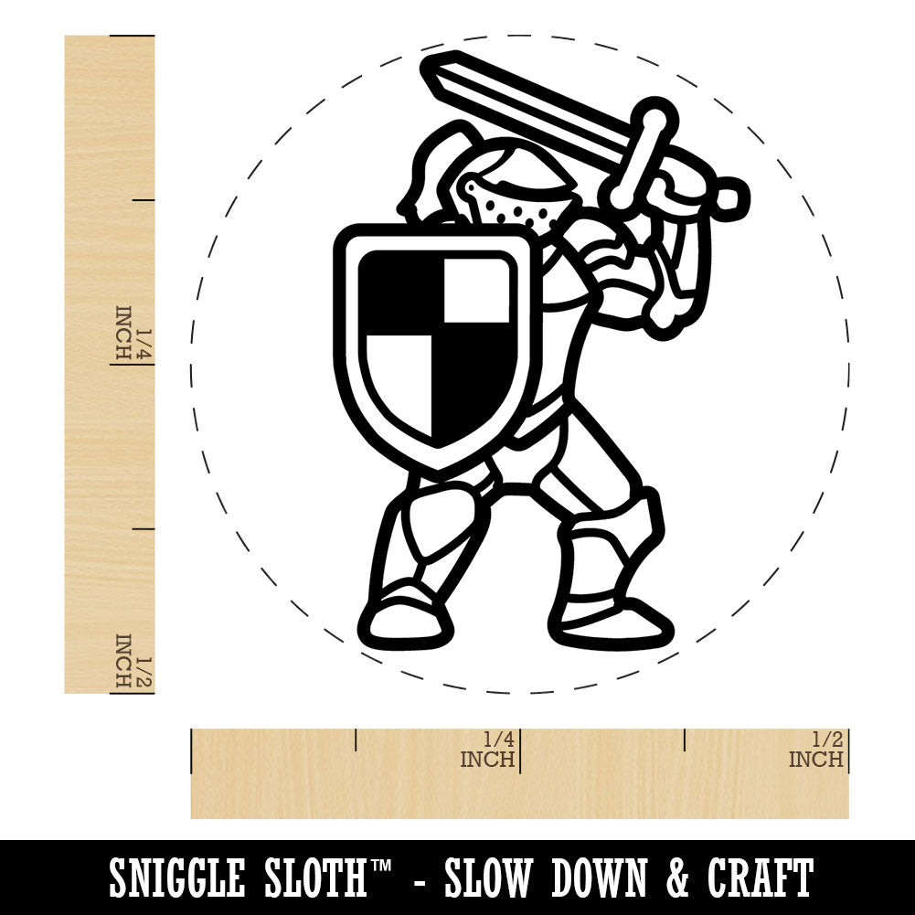 Brave Knight Ready to Fight Sword Shield Armor Self-Inking Rubber Stamp