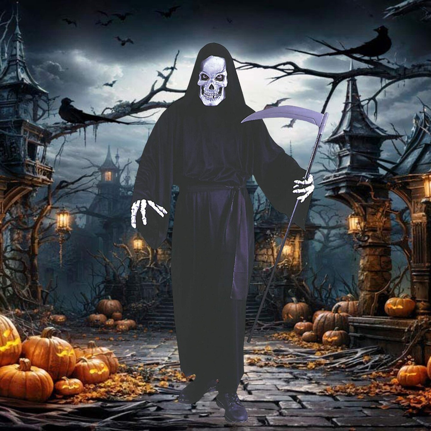 Classic Grave Reaper Costume with Hood