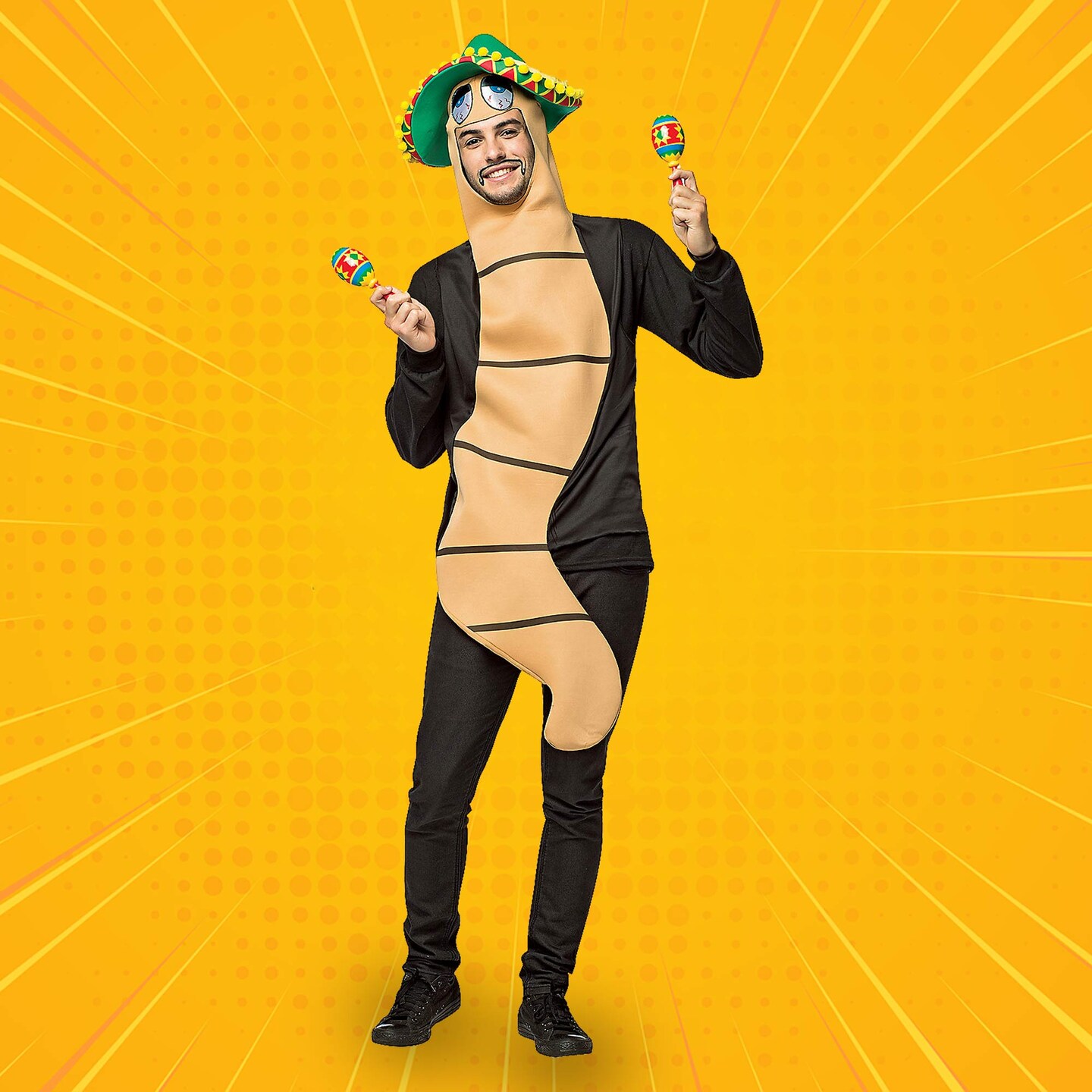 Funny Tequila Worm Costume Adult Size Sombrero Tunic for Cinco de Mayo Fun
