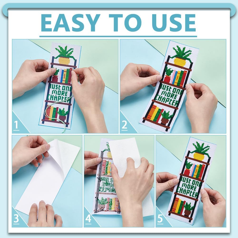 Cross Stitch Bookmark Kits Bookshelves Words Pattern Counted Cross Stitch Kits for Beginners Adults