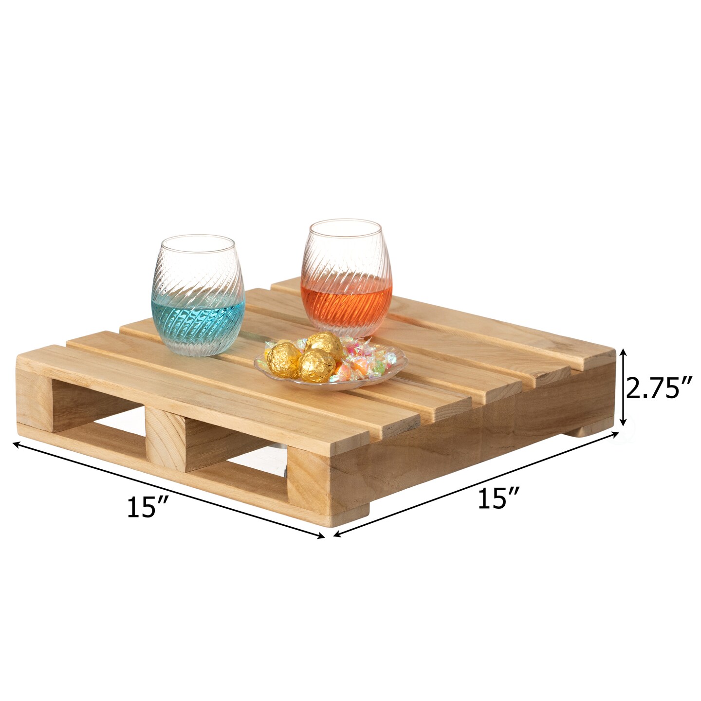 Vintiquewise Rustic Wooden Pallet Display Stand Natural Wood Riser for Home Decor Table Centerpiece Candle or Dessert Holders Plant Pot DIY Craft Party Accents and Event Presentation