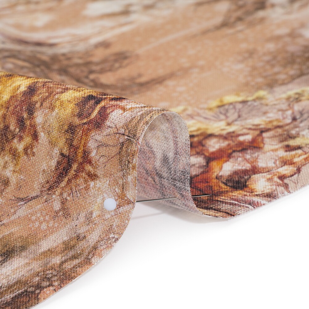 1 Yard Tan and Beige Giant Trees Medium Weight Linen Woven Print