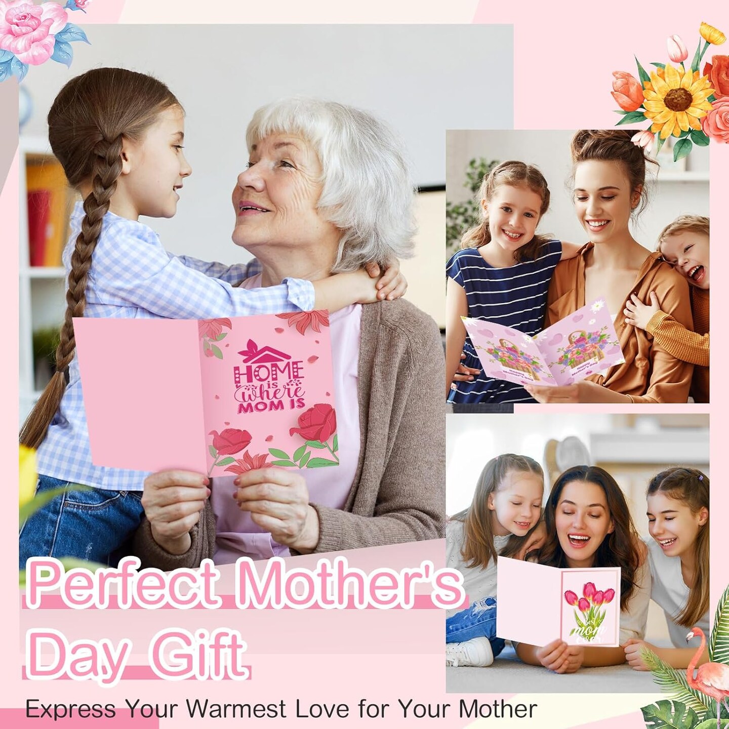 200 Pcs Mother's Day Greeting Cards Bulk – Floral Cards with Envelopes & Self-Adhesive Stickers, 10 Assorted Designs, 4 x 6 Inch