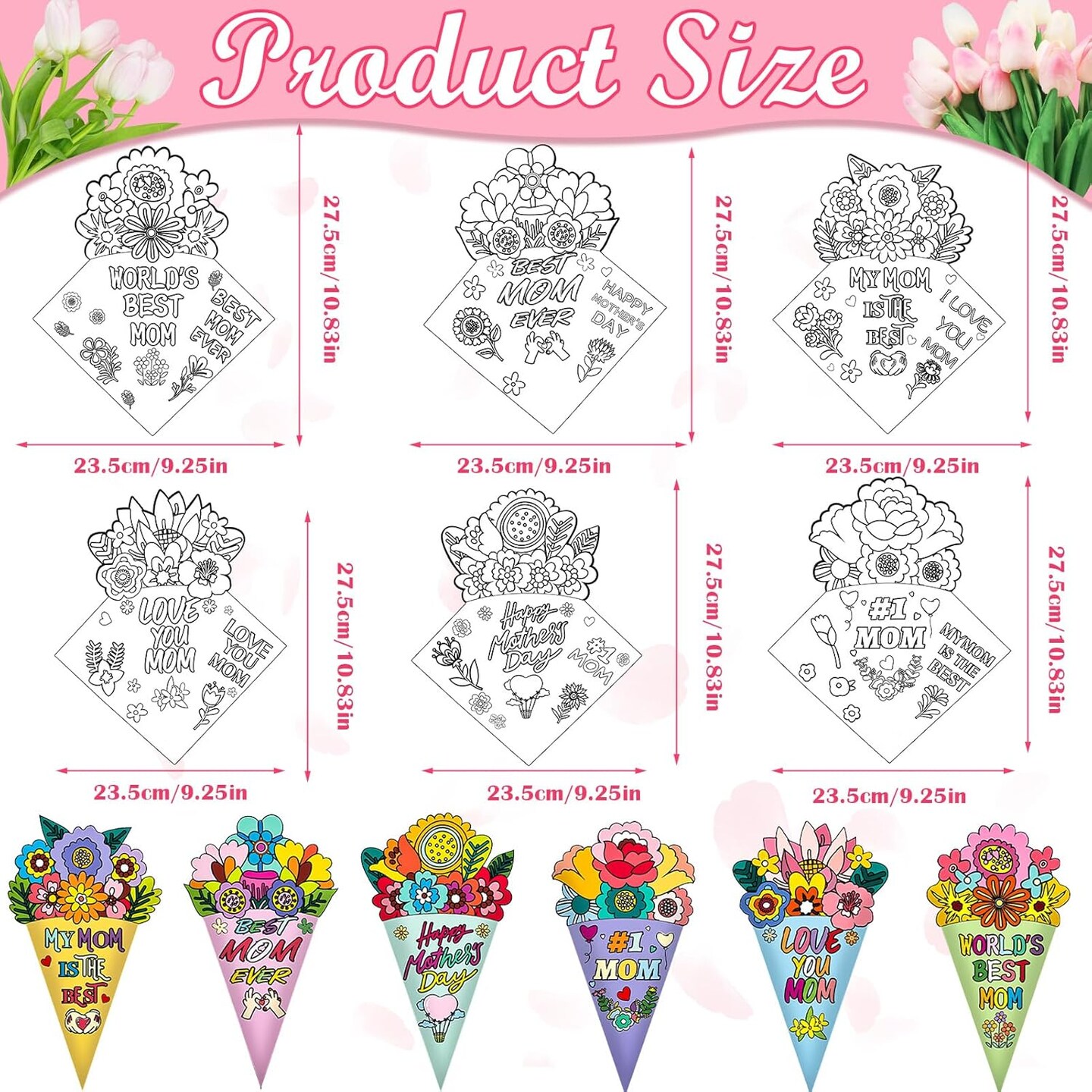 Mother’s Day Card Making Kit – 12pcs DIY Flower Bouquet Coloring Cards for Mom, Happy Mother’s Day Craft Set for Classroom, School & Home Activities