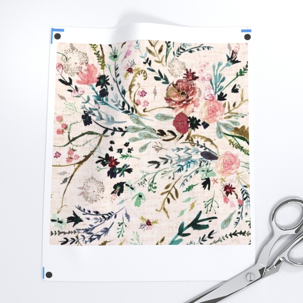 Floral Blush Pink Flower Vintage Flowers Girl Rose Botanical Custom Printed Fabric by Spoonflower Various Fabrics by the Yard or Fat Quarter