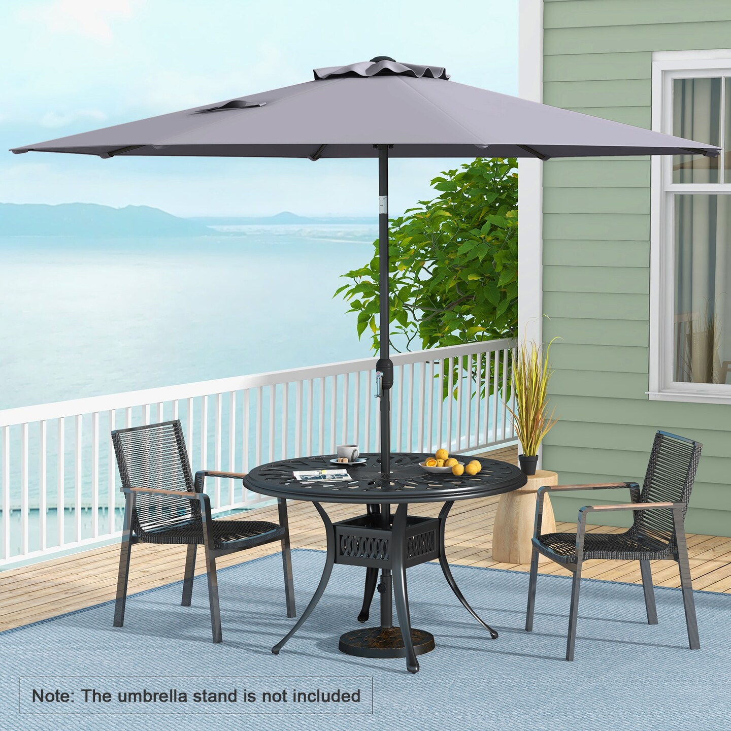 10 Feet Outdoor Patio Umbrella with Tilt Adjustment and Crank Without Base