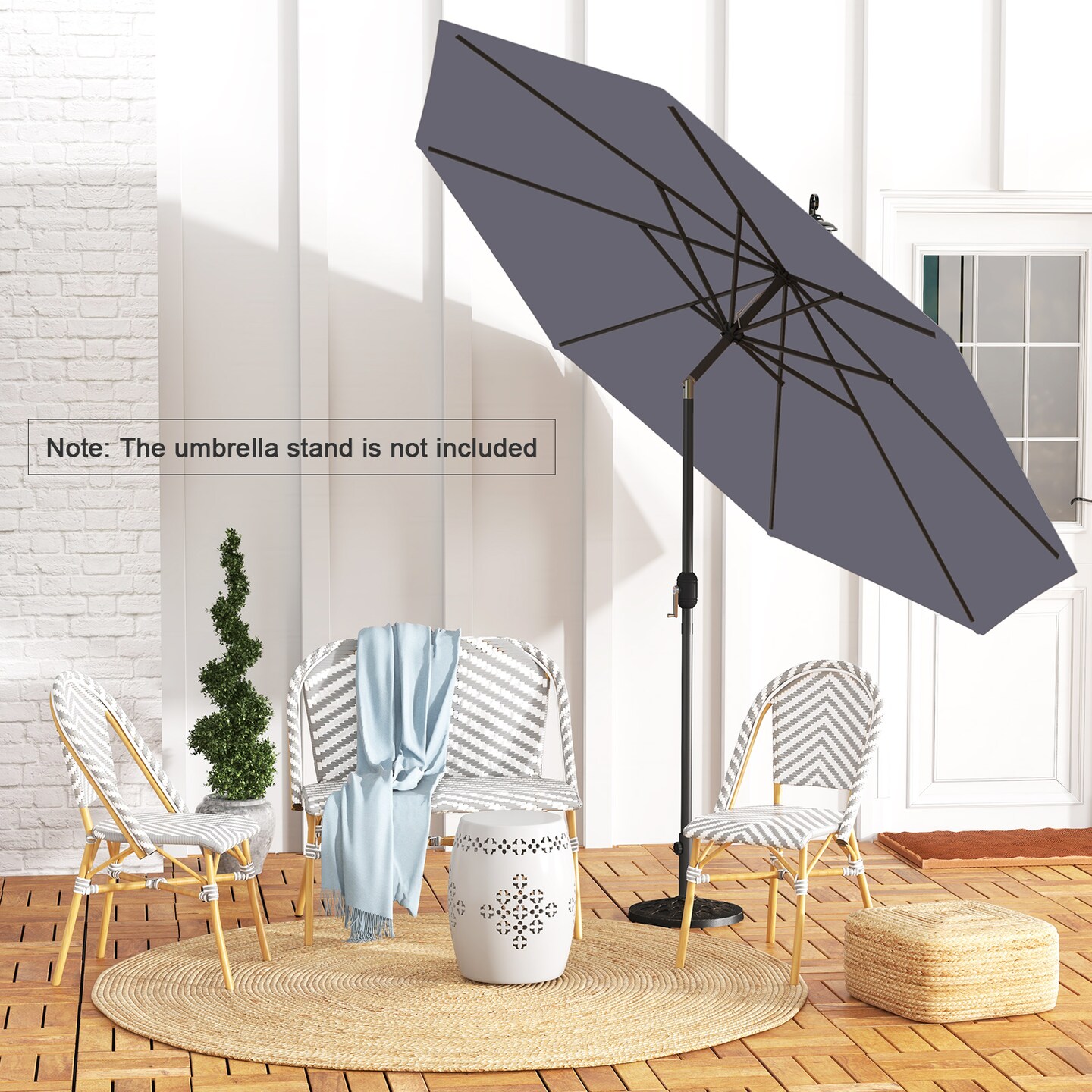10 Feet Outdoor Patio Umbrella with Tilt Adjustment and Crank Without Base