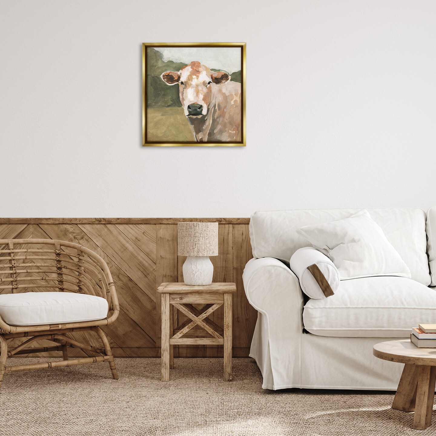 Stupell Industries Soft Beige Cattle Gazing Floating Frame By Victoria Barnes