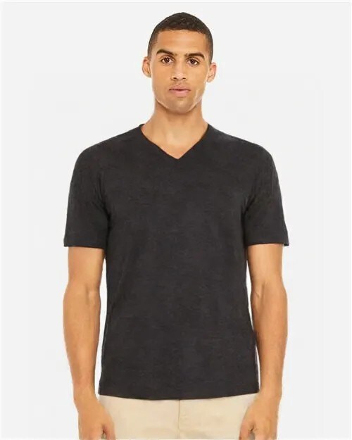 BELLA + CANVAS Premium Unisex Triblend V Neck Tee with Airlume Cotton and Sustainable Retail Fit