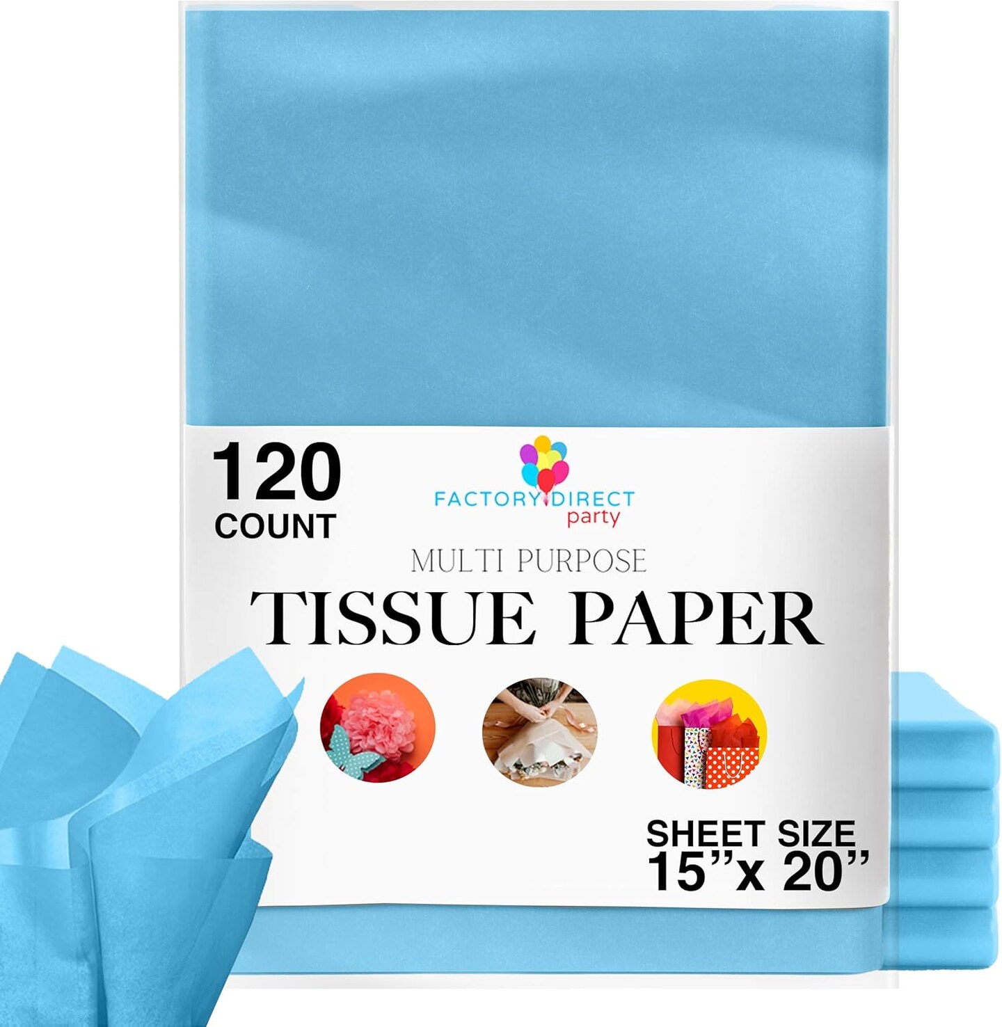 120 Sheets of Tissue Paper - 15" x 20" Packing Paper Sheets for Moving - 10lb Wrapping Paper - Newsprint Paper for Packing, Gift Wrapping, Moving Supplies & Protecting Items