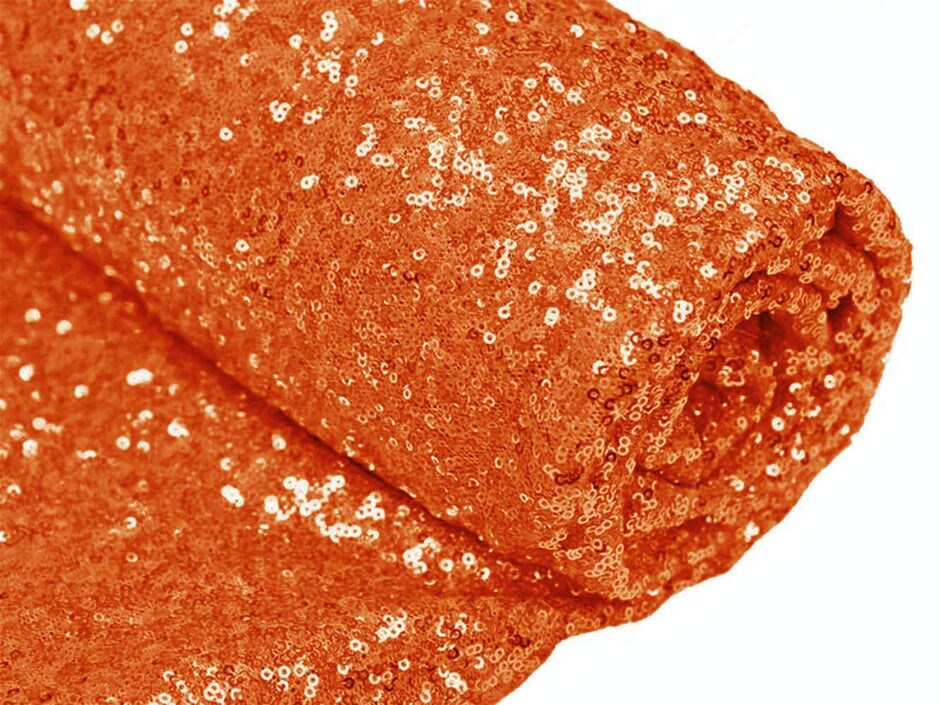 1 Yard Orange Sequin Fabric for Linens, Tablecloths, Runners &#x26; Backdrops 48 Inch Width