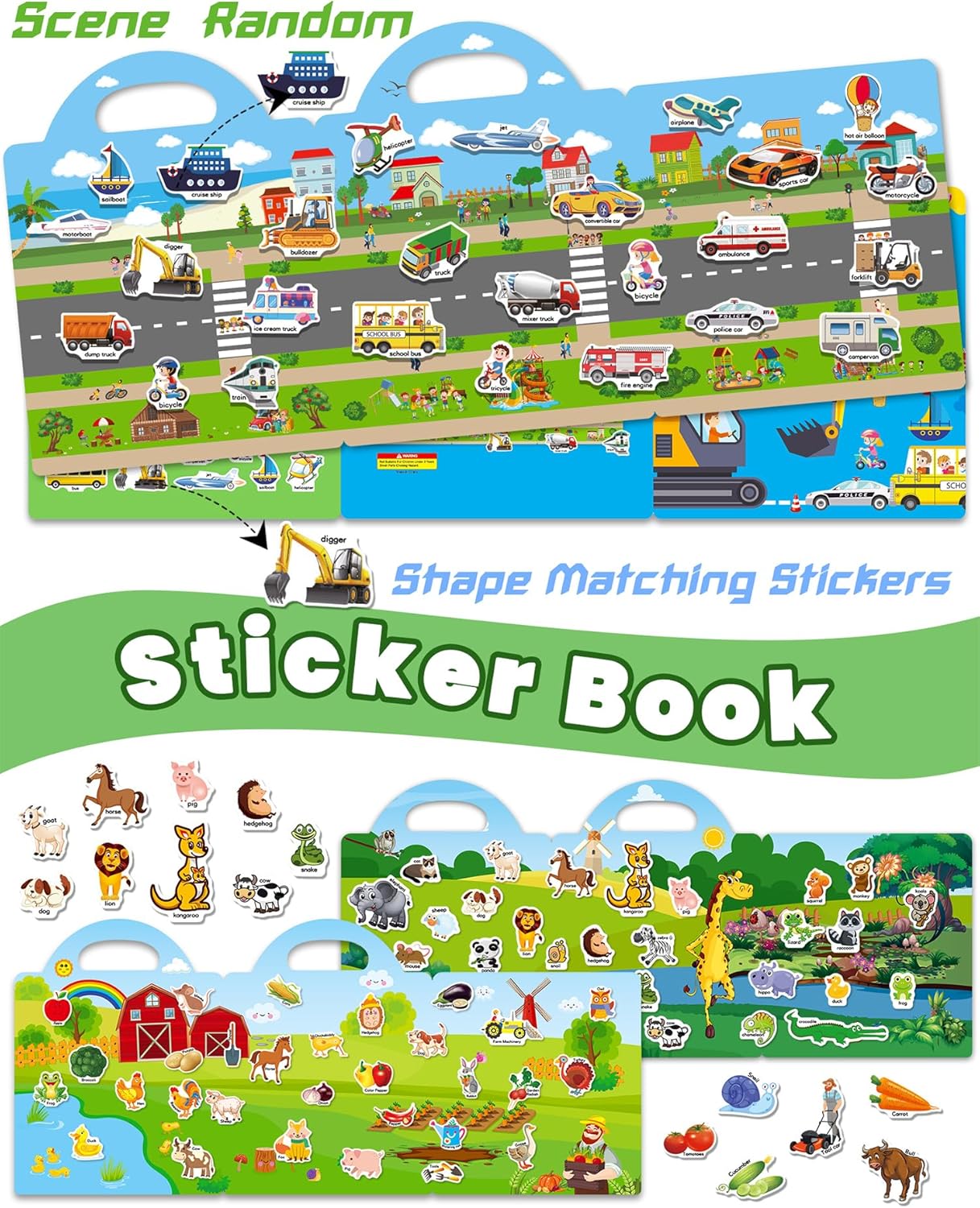 Reusable Sticker Book for Toddlers 2-4 Years, Stickers for Kids