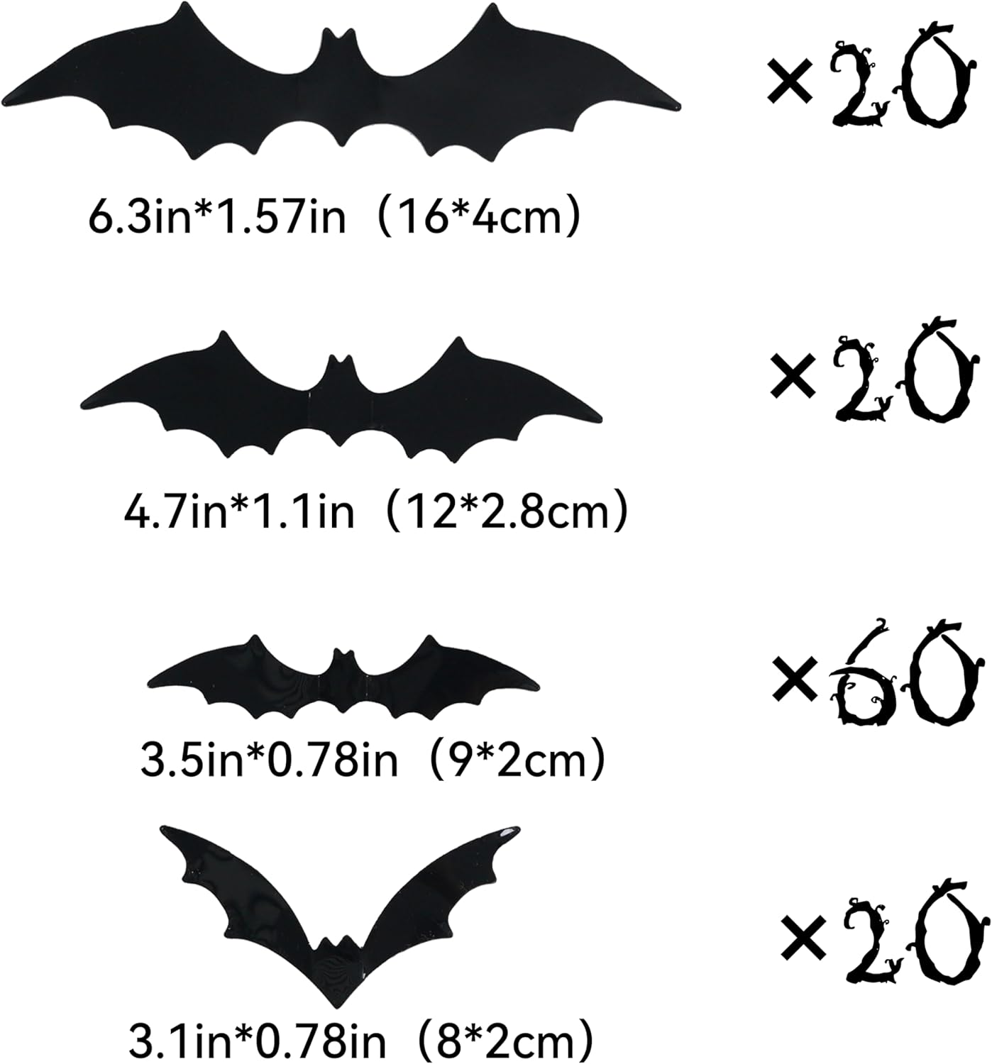 120 Pcs 3D Bats Halloween Decorations,Halloween Wall Decor 4 Sizes