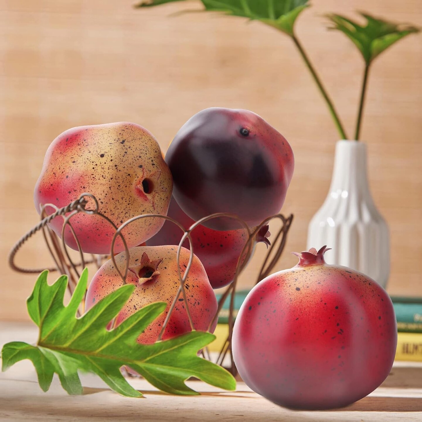 6 PCS Artificial Pomegranates Fake Realistic Simulation Fruits