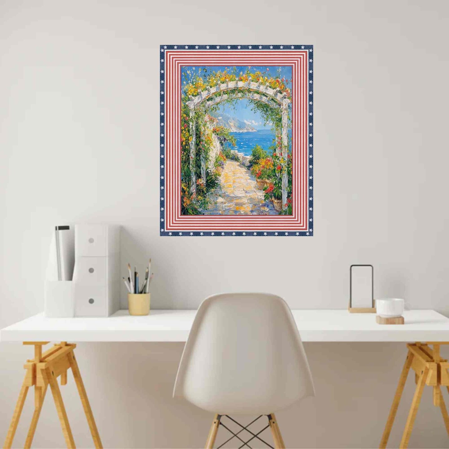 Wide Red White Blue American Flag Picture Frame - 11x16 frame