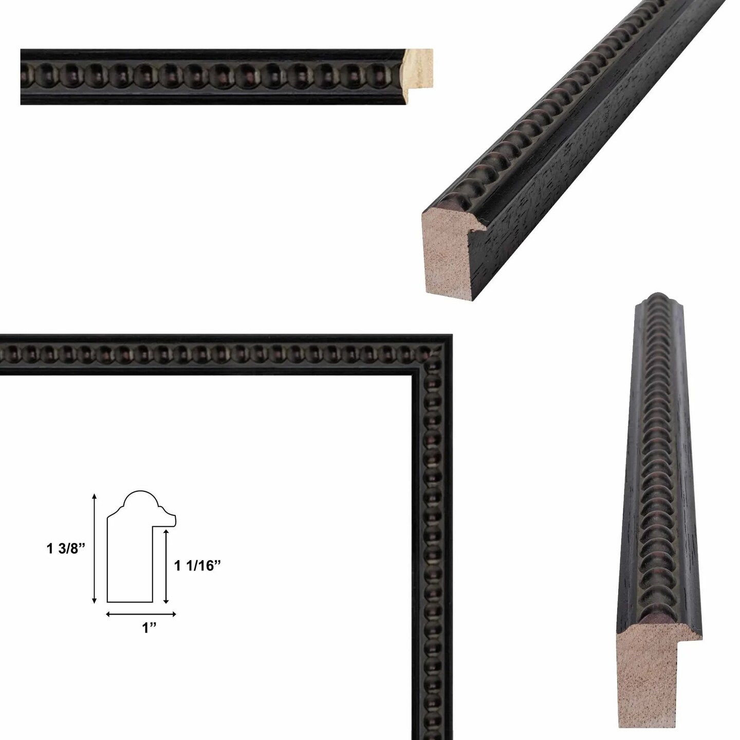 Slim Gotham Black Beaded Picture Frame 10x12 frame