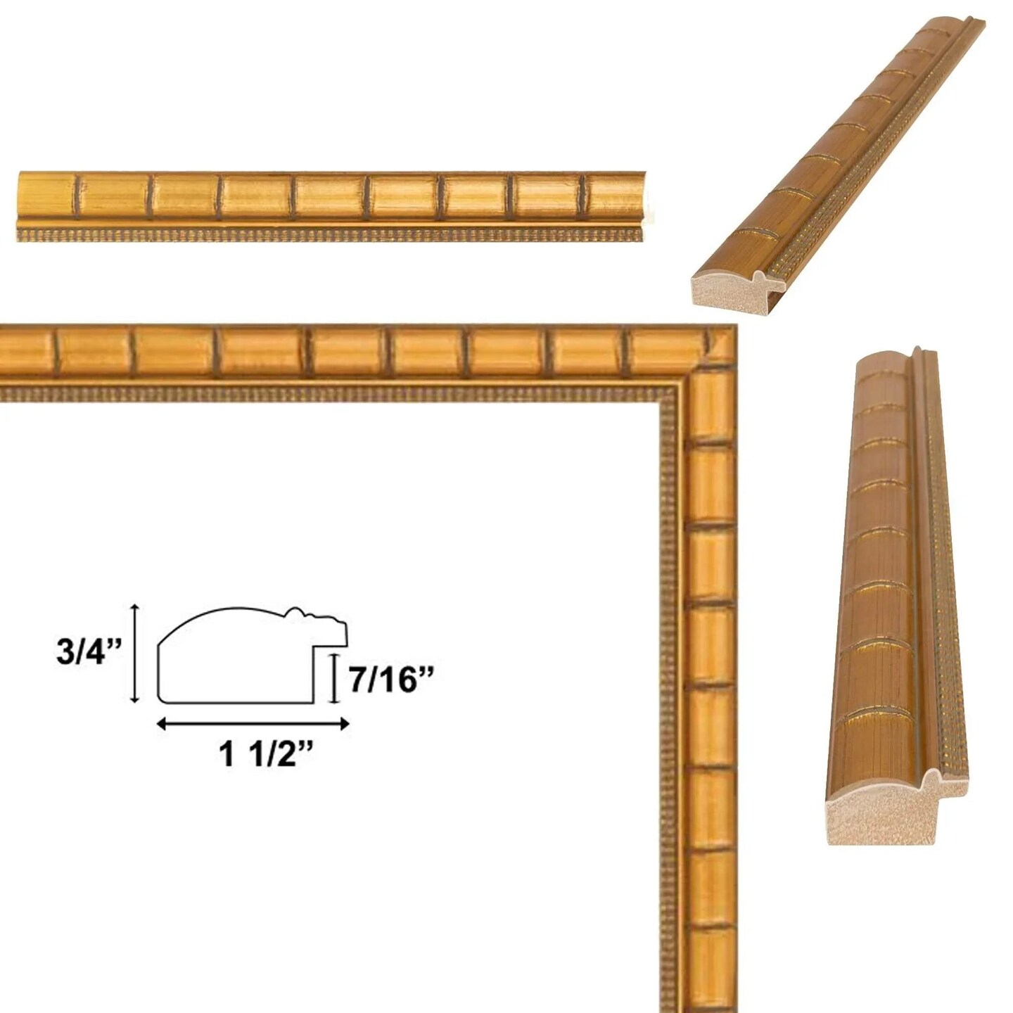 Boho Gold Bamboo Wood Picture Frame 16x24 frame