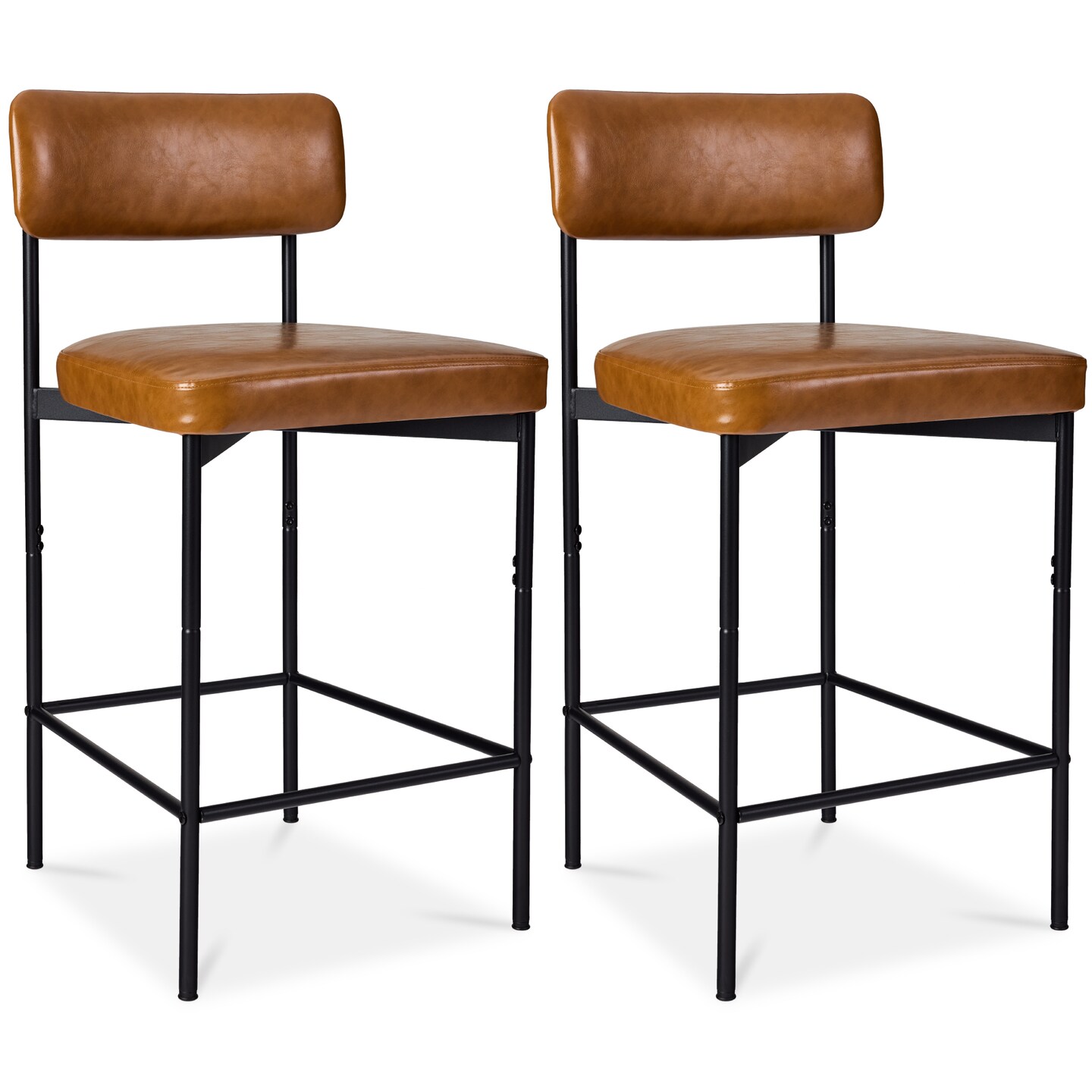 Best Choice Products Set of 2 Faux Leather Counter Stools for Kitchen Island and Dining w/ Metal Frame