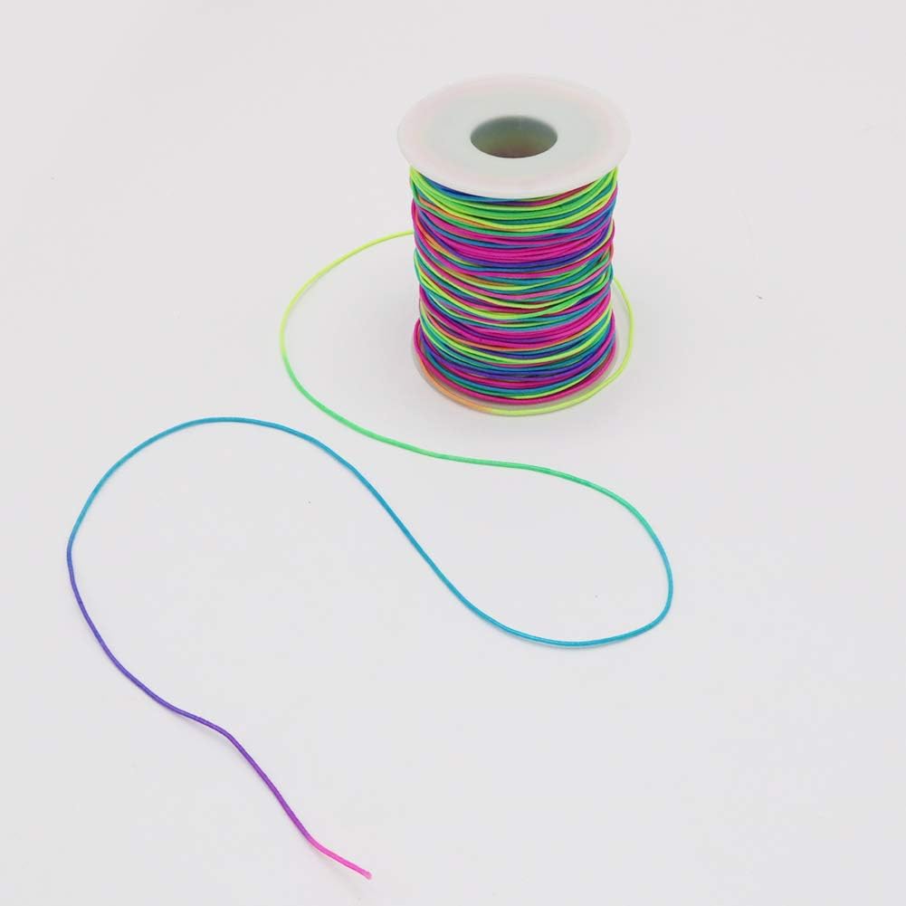 1mm Elastic String, 328 Feet Rainbow Stretchy Bracelet String Beading Cord for Bracelets