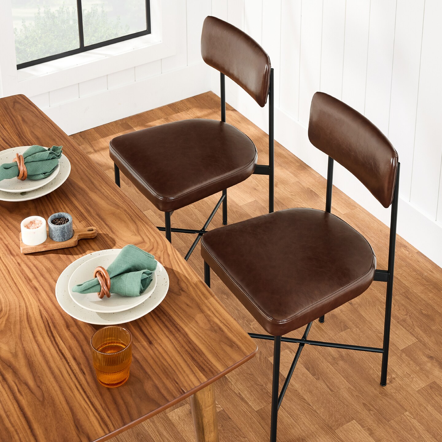 Best Choice Products Faux Leather Dining Chair Set of 2, Standard Height w/ Metal Frame