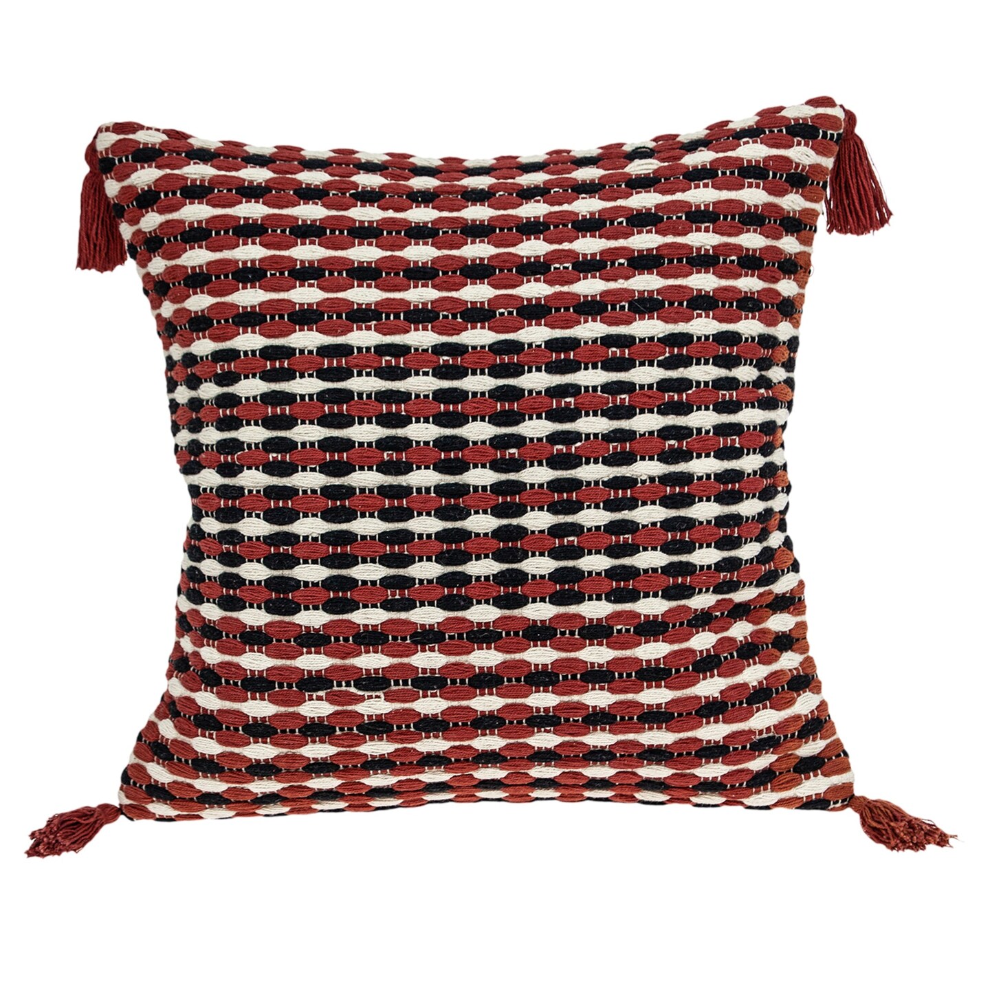 Nassau Collection Hand Woven Tapestry Square Throw Pillow - 20" - Red and Beige