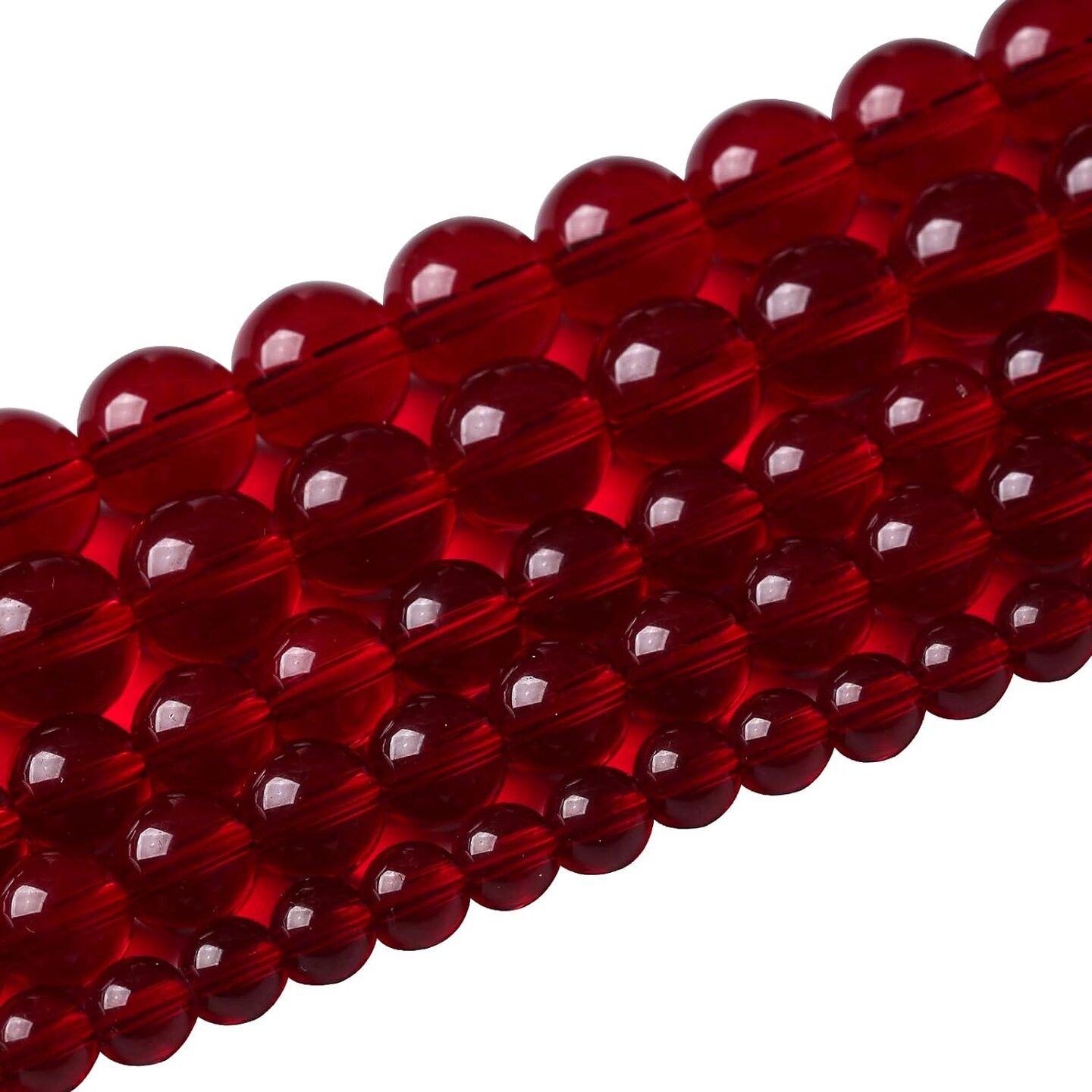 Smooth Garnet Red Glass Crystal Round Loose Beads For Jewelry Making